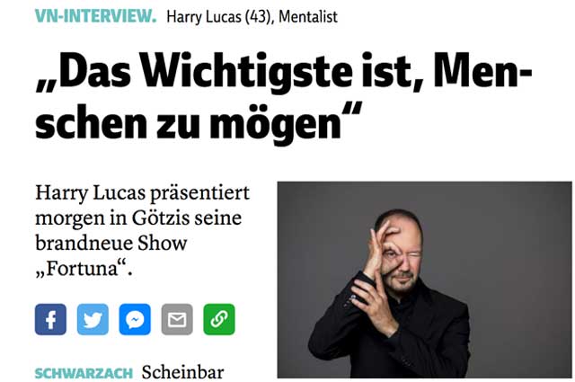 Harry Lucas - Interview VN Vorarlberger Nachrichten Foto Screenshot