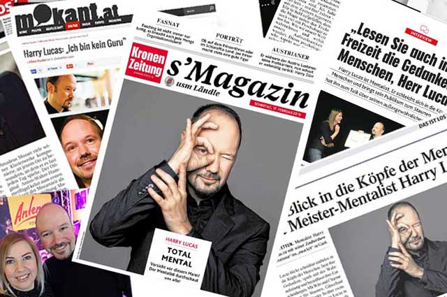 Mentalist & Entertainer Harry Lucas Presse in Wien, Österreich und ganz Europa.